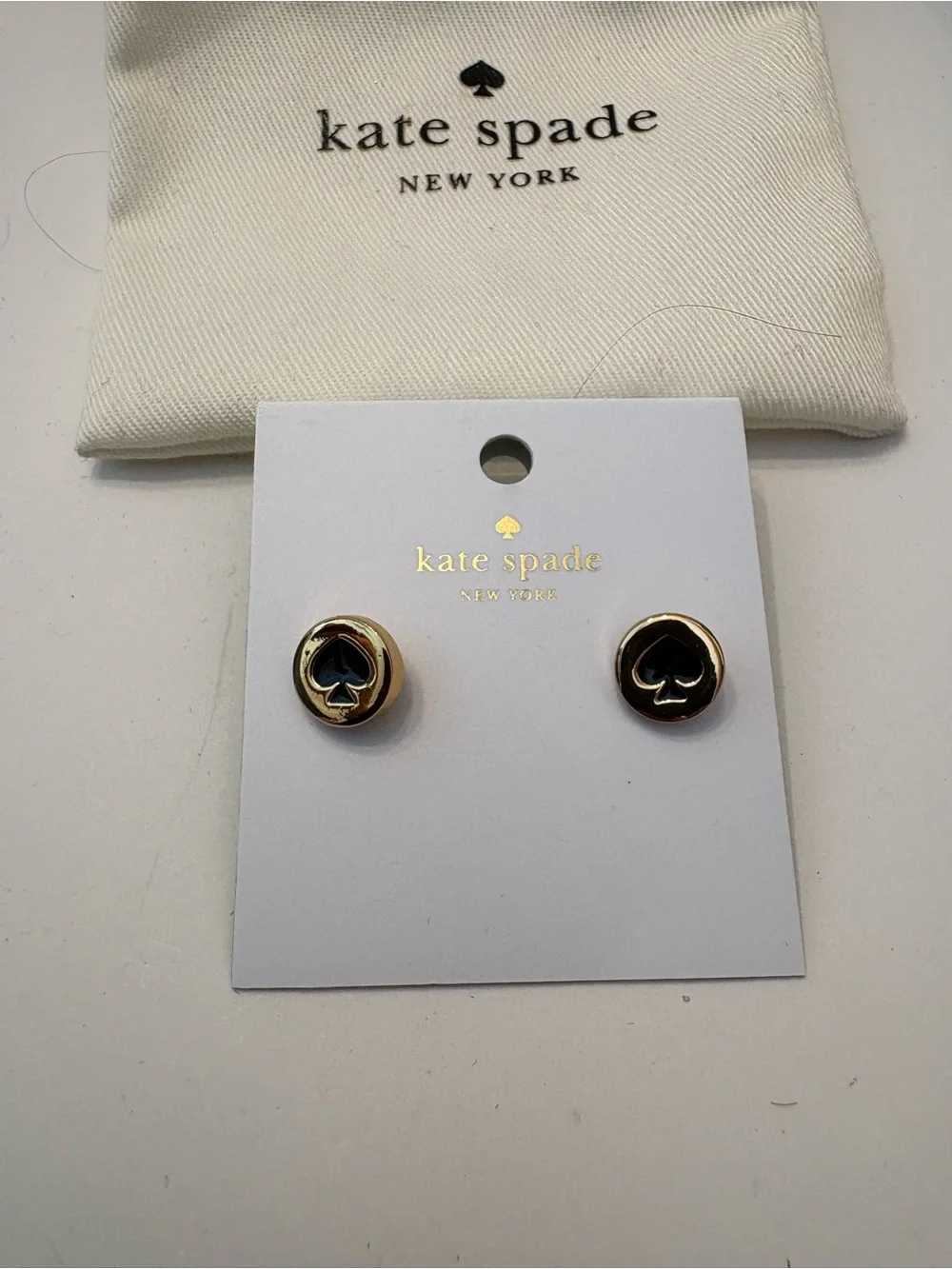 kate spade Gold and Black Spade Circle Stud Earrings